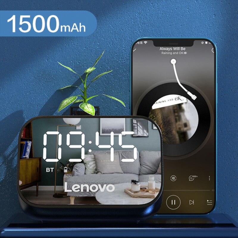 Lenovo Smart Clock Bluetooth Speaker Subwoofer Stereo Player LED Digital Smart Alarm Clock Bedroom Bedside Wake Up Clock