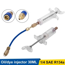 A/C Oil And Dye Injector Car With R-134a Snap Quick Coupler 1/4&quot; 1OZ Hand Turn Screw-in Coolant Filling Tube Injection Tool