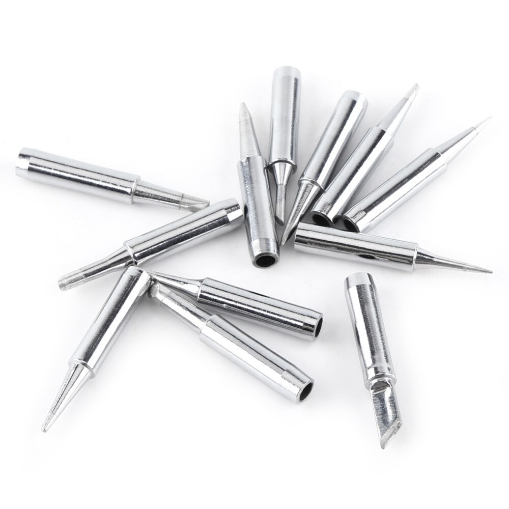 12Pcs 900M Series Lead-Free Soldering Solder Iron Tips for 8586 936 Solder Station Soldering Station Iron Tips Station Tool Kit
