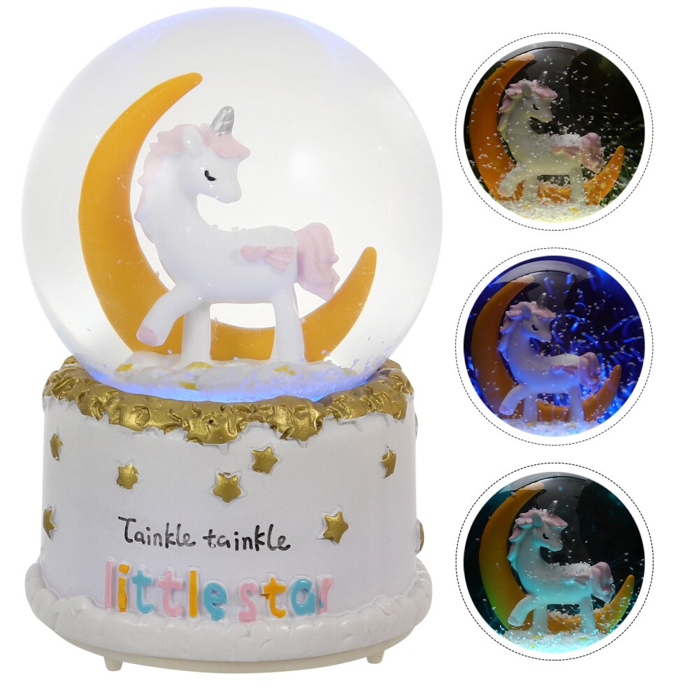 Music Box Crystal Ball Tabletop Crystal Ball Ornament Unicorn Crystal Ball Lamp: Assorted Color1
