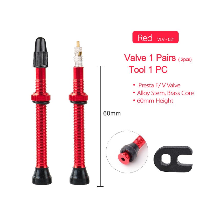 Fahrrad 1 Paar 40/60/80mm Presta Ventil für Rennrad MTB Fahrrad schlauchlos Reifen Durcheinander Ader Legierung Stengel schlauchlos Dicht Kompatibel: 60mm rot 1 Paar