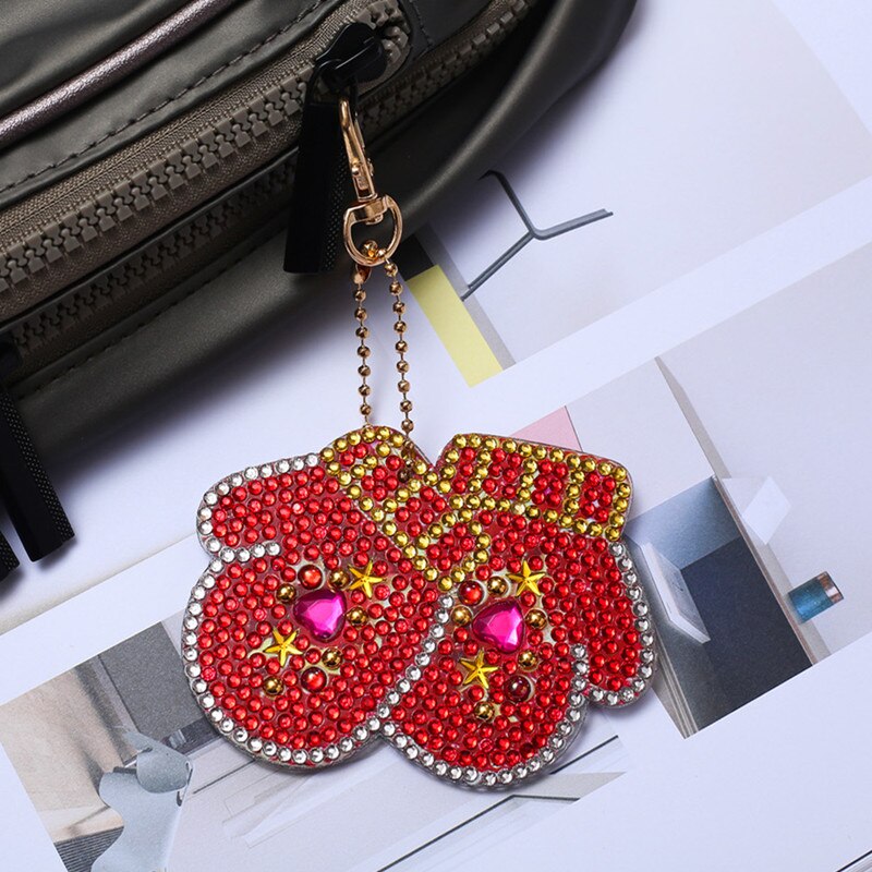 3/4/5 stk diy spesialformet diamantmaleri hjerte dyr tegneserie nøkkelring nøkkelringer korssting broderi kvinner bag nøkkelring
