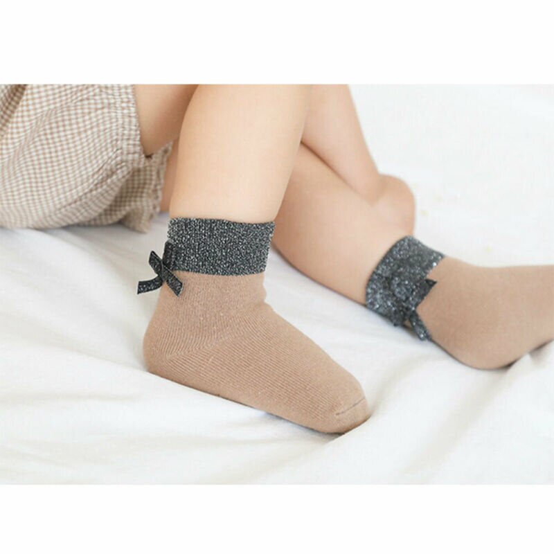 Brand Baby Girl Kid Socks Double Bow Knee High Autumn Winter Socks Patchwork Bow Socks 4 Colors 0-8Y