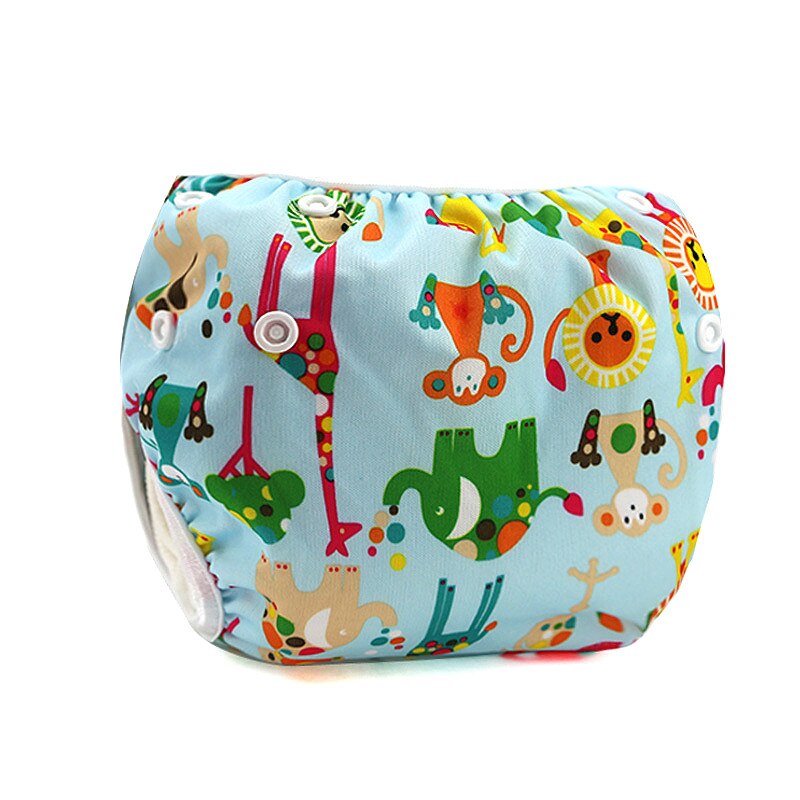 Baby Nappies Cloth Diaper Washable Reusable Real Cloth Pocket Nappy Diaper Cover Wrap Suits Birth To Potty Swimming Diaper: Animal