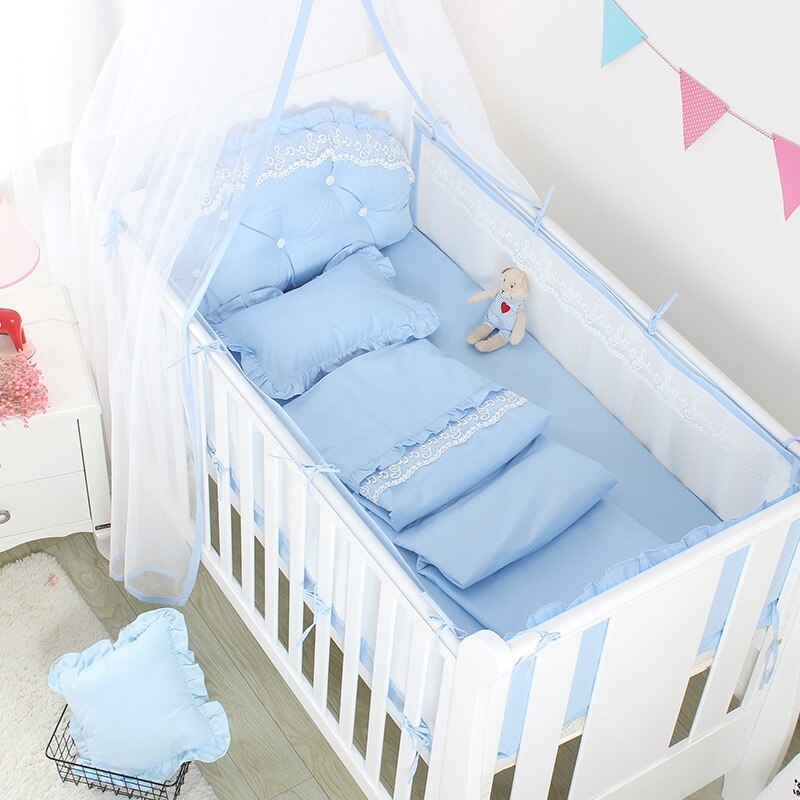 5 Pieces Set 2 Bumpers+sheet+bed Backrest+Bedside Bag Baby Bedding Set Baby Nursery Baby Items Baby Crib Bedding Set Bedsing Set