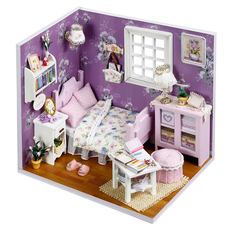 Poppenhuis Meubels Diy Miniatuur 3D Houten Miniaturas Poppenhuis Speelgoed Voor Kinderen Verjaardagscadeautjes Casa Kitten Dagboek H013