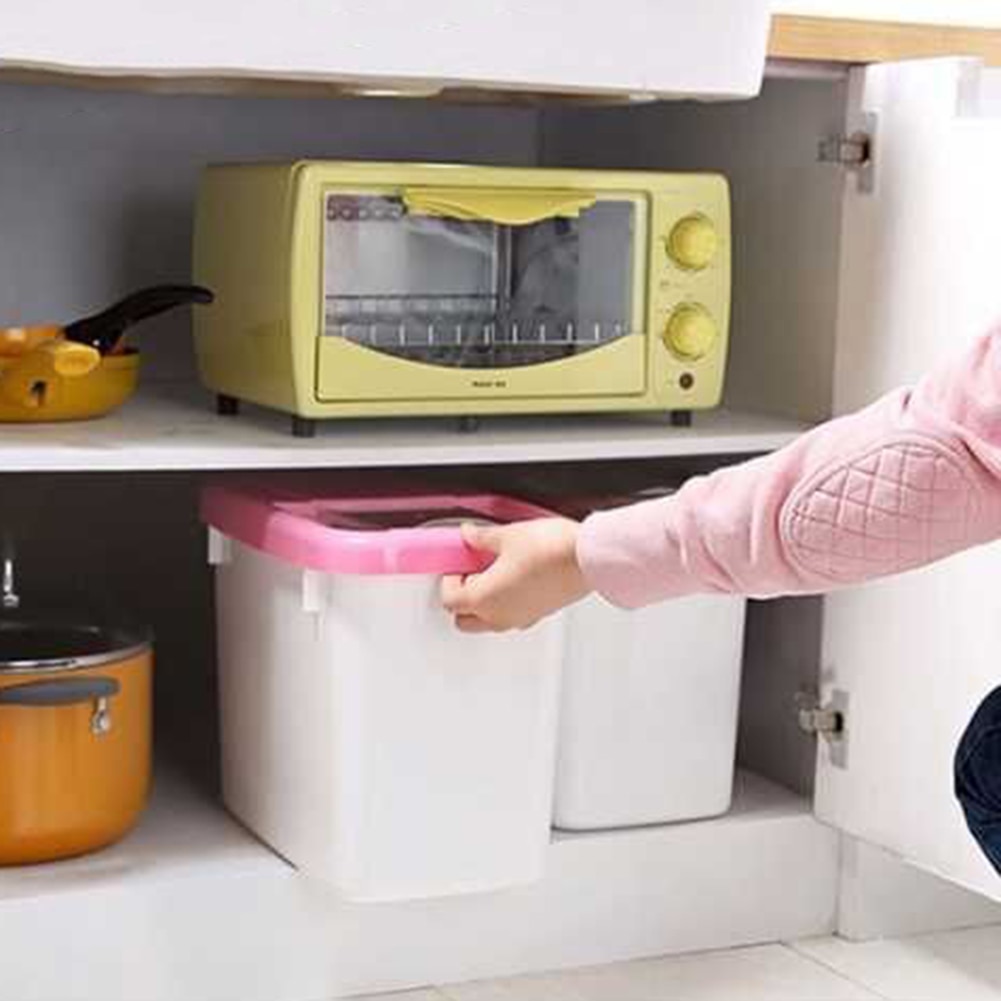 Caja de almacenamiento de arroz de 10kg cajas de almacenamiento de plástico contenedor de almacenamiento de alimentos de cocina dispensador de cereales organizador de almacenamiento herramienta de cocina