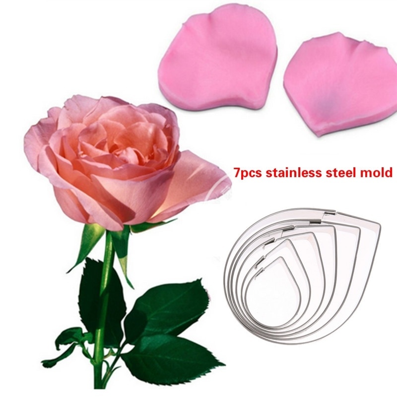 7 st rostfria mögel fondant tårtpasta blomma tuberos kronblad skärare formar