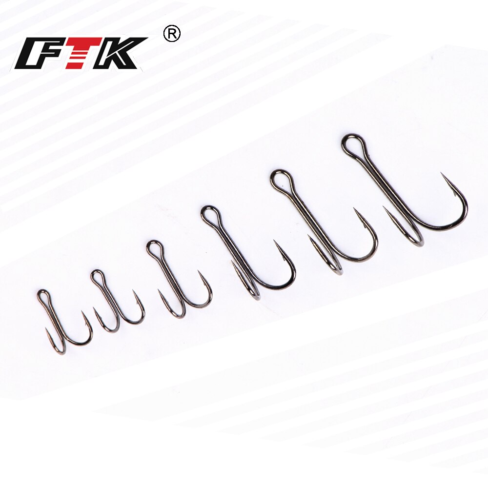 FTK 10-20pcs Double Hook Frog Lure Fishing High Carbon Steel Hook 3/0-6# Fly Tying Worm Silicone Bait Double Fishing Hook