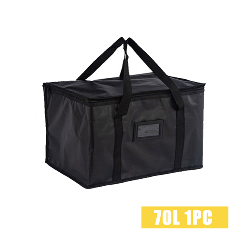 70L Insulated Thermal Cooler Bag Insulation To Keep Cold Large Capacity Portable Lunch Bag Zip Picnic Camping Tin Foil Food Bags: black