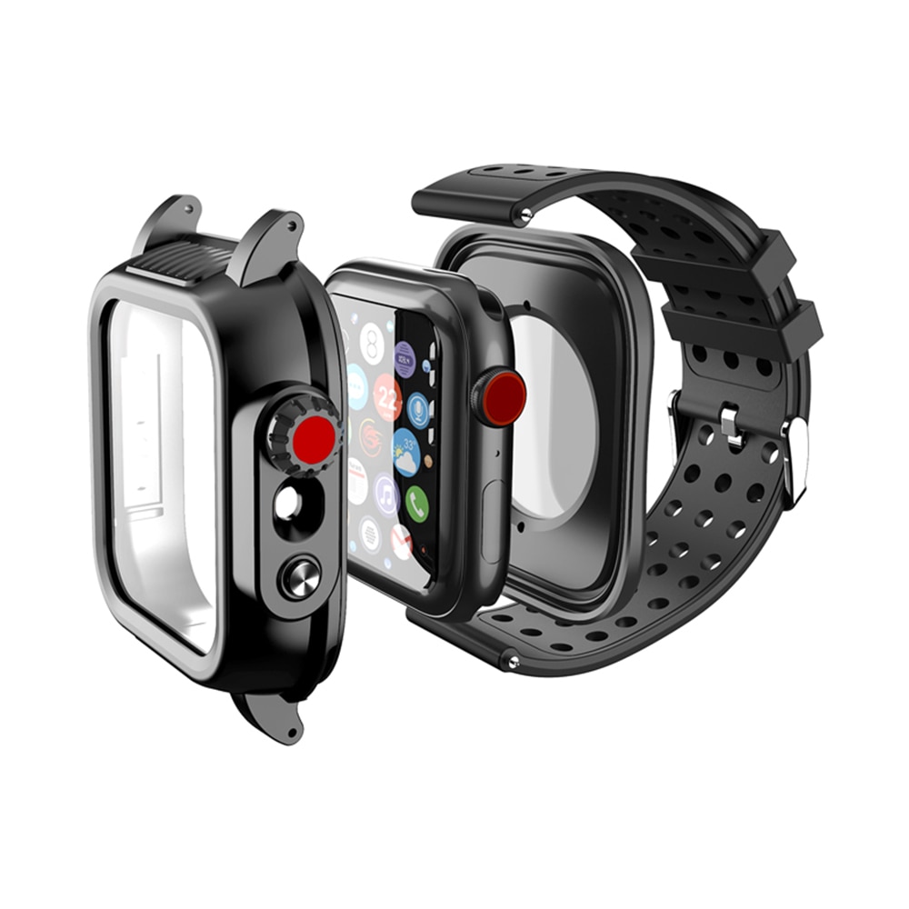 Funda impermeable IP68 con correa de silicona para Apple Watch SE 6 5 4 40mm 44mm, funda de pulsera deportiva para iWatch3 2 1 38mm 42mm