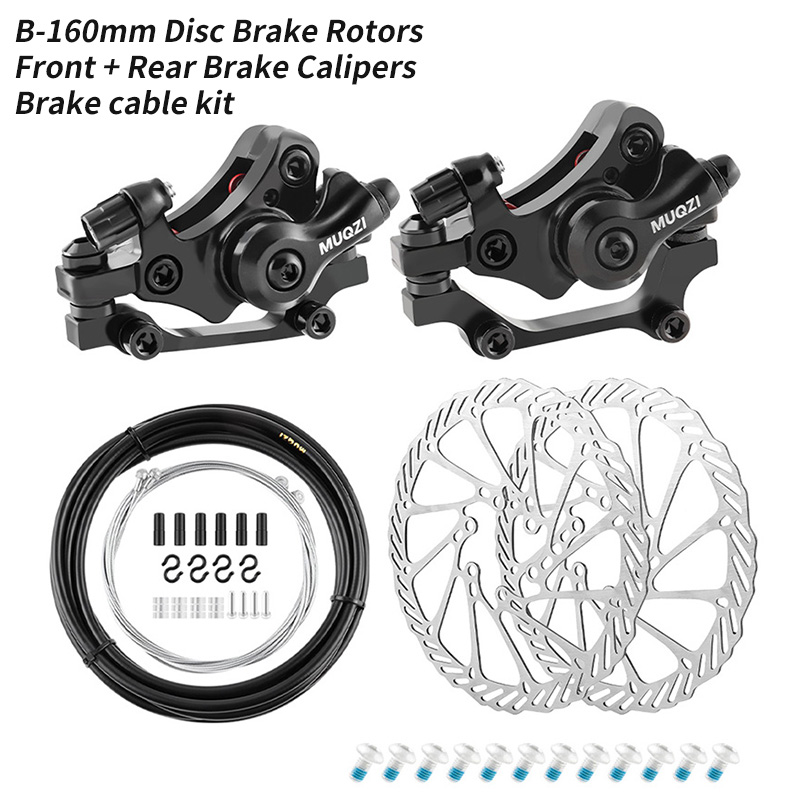 MUQZI Disc Brake Kit Bike Disc Brake Caliper Bicycle 22.2mm Brake Lever MTB Road Bike Cable 140mm 160mm Brake Rotor: light green