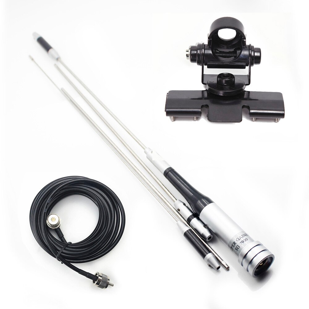 DIAMANT Antenne für Auto Radio SG7900 + Antenne Montieren + 5 Meter KABEL U/V Dualband SG-7900 Handy, Mobiltelefon Antenne 144/430Mhz Hohe dBi: Schwarz Clip einstellen