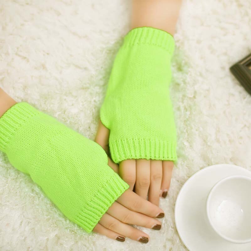 1 Paar Winter Handschoenen Vrouwelijke Vingerloze Handschoenen Zonder Vingers Vrouwen Kasjmier Warme Winter Handschoenen Hand Pols Warmer Mittens: ST121-Green