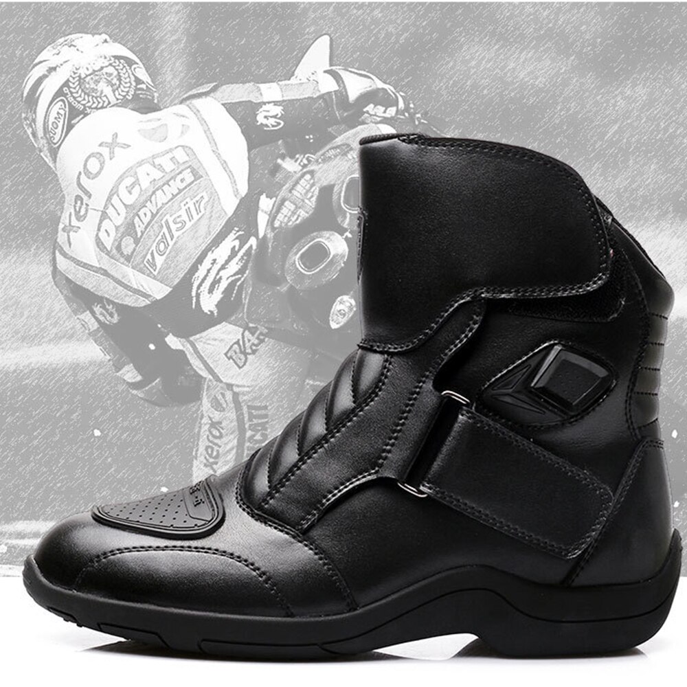 Mj Moto Motorlaarzen Mannen Motorcross Schoenen Mid Lange Pu Leer Zwart Chopper Touring Schoenen Retro Biker rijden