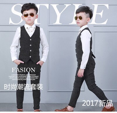 Traje de para niño, para bodas, de graduación, 24M-10T, conjuntos de traje de corte ajustado para niño, esmoquin Formal, chaleco, pantalones, tira de disfraz clásico