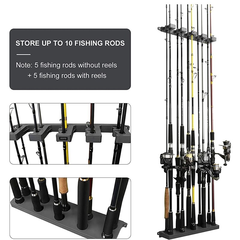 Horizontal Boat Fishing 6 Rod Rack Wall Mount Vertical Holder Storage Pole Stand - View #8