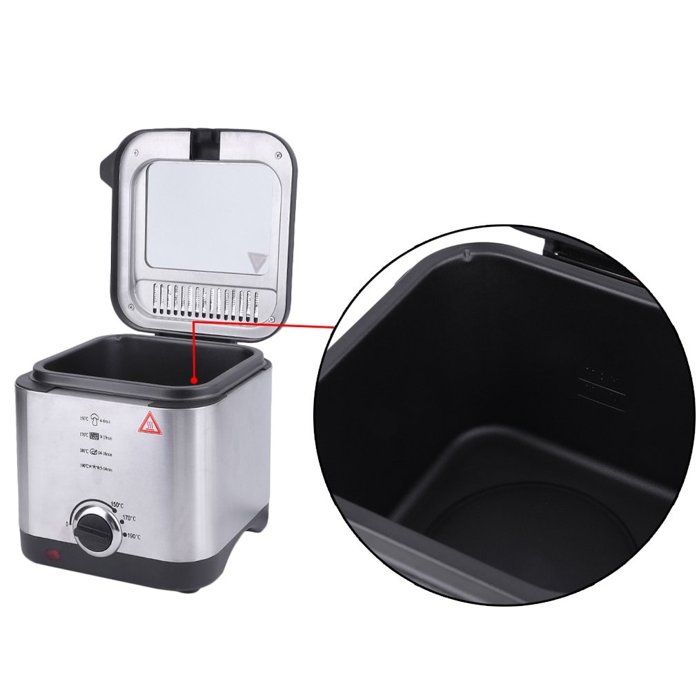 Compact 900W 1.5 Litre Chip Pan Basket Non Stick Oil Fry 900W Stainless Steel Deep Fat Fryer Kitchen Tools