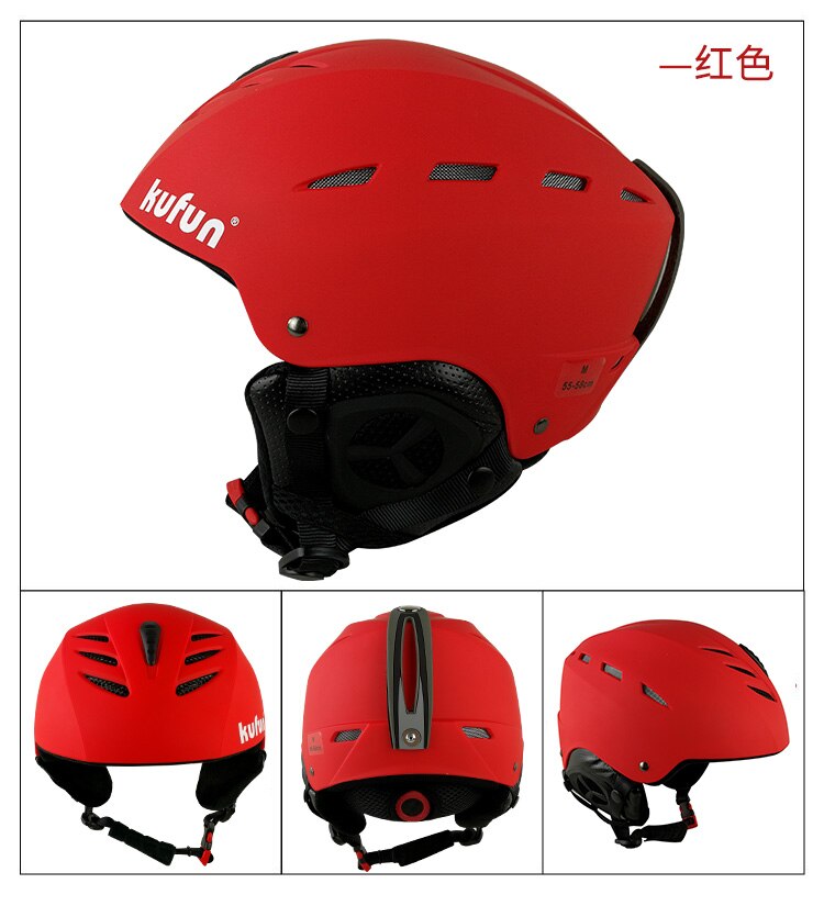 Kufun skidhjälm snowboardhjälm skidhjälm snö vinter barn vuxna skateboard skateboard barn formgjutna män kvinnor: Röd / M (55-58cm)