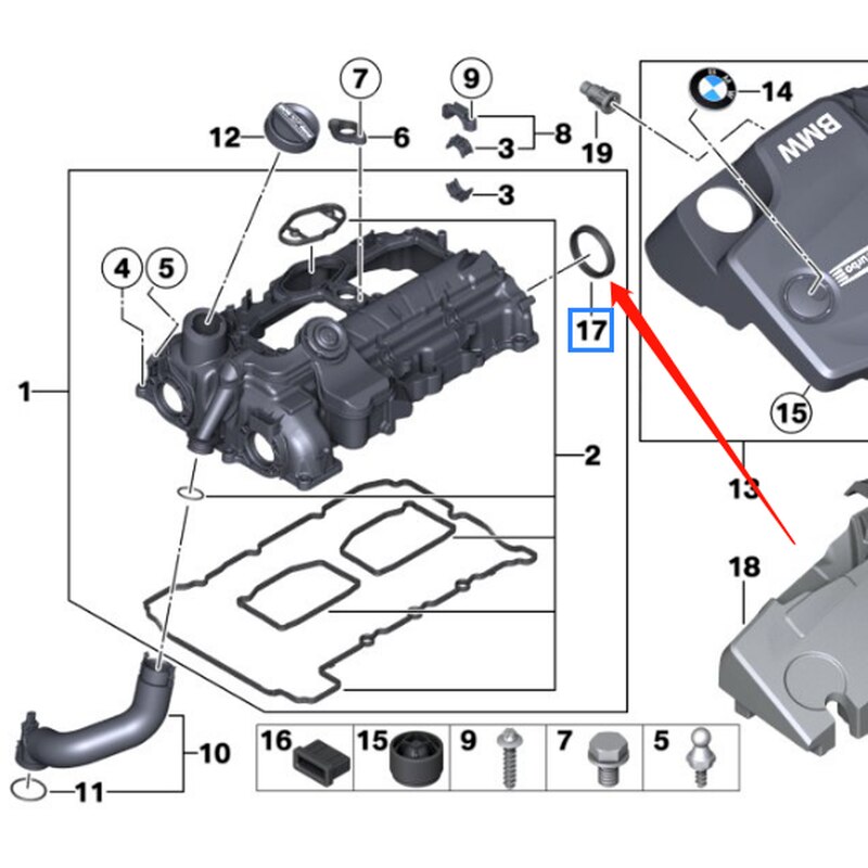 11127507217 Nokkenas Intake Uitlaatklep Olie Seal As Afdichting Ring Voor Bmw 3/5 Serie N20 E84 E89 F10 F35 Auto onderdelen