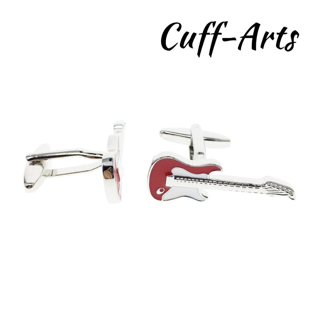 Cuffarts Red Guitar Music Cufflinks Musician Men Vintage Jewelry Shirt Cufflink for Mens Brand C10174
