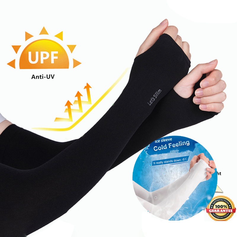 Summer Ice Silk Long Sleeves Anti-Sunburn Arm Cover Men Women Cuff Cool Hand Sleeves Anti-UV Cycling Arm Sleeve Fingerless