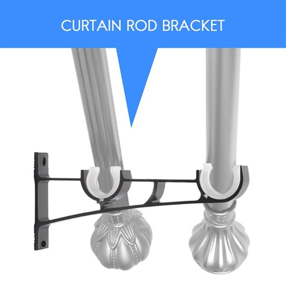 1Pcs Aluminum Alloy Rod Support Clamp Single Double Hang Curtain Rod Bracket Fixing Clip Furniture Hardware Crossbar Hanger Hook