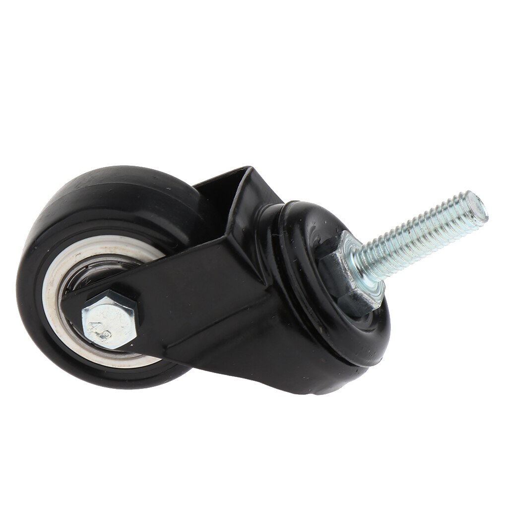 Ruedas giratorias de alta resistencia para muebles, carrito con vástago de rosca larga, color negro, 1,5 pulgadas