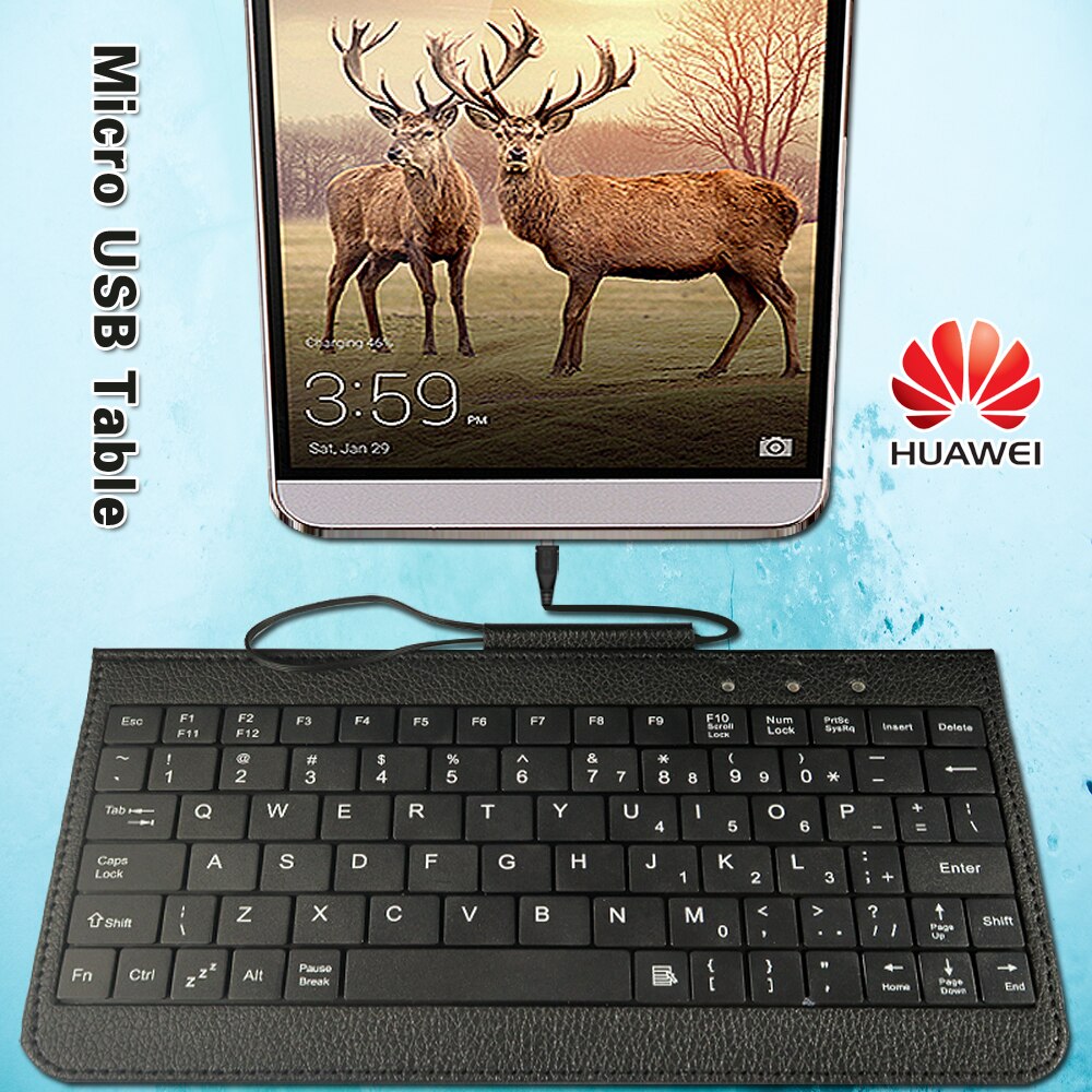 Teclado con cable para Huawei Honor Play/Tab 2/Tab 5/7 MediaPad X1 X2/M1 M2 M3 M5/T1 T2 T3, teclado y soporte para tableta