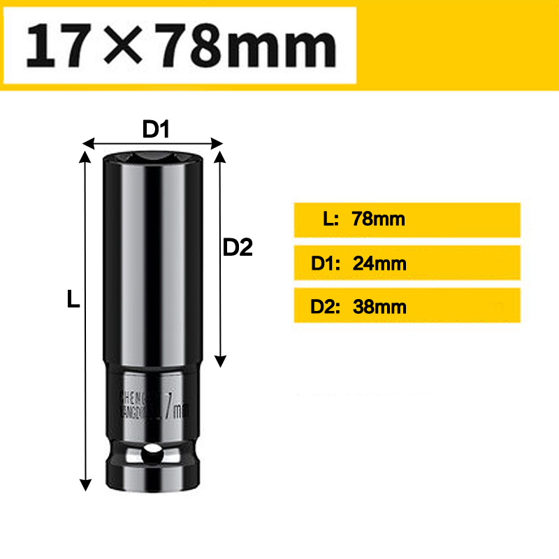 Standard 8~32mm Socket Wrench Set Tool 1/2&quot; Drive Adapter Spanner Converter Reducer Electric Impact Wrench Socket Sets: 17 X 78mm