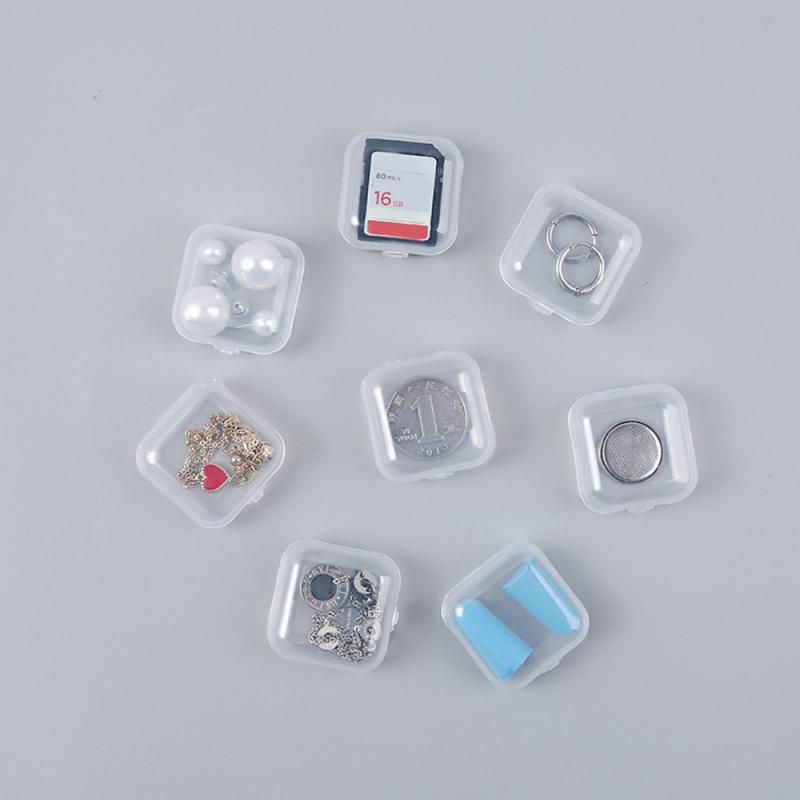 10 Stuks Kleine Dozen Vierkante Doorzichtige Plastic Sieraden Opbergdoos Afwerking Container Verpakking Opbergdoos Voor Oorbellen Ringen