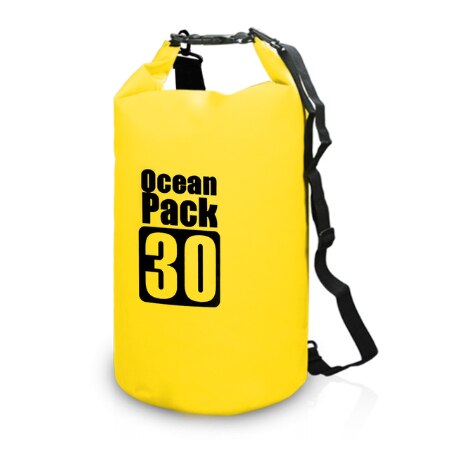 PVC Waterproof Dry Bag 2L 5L 10L 20L 30L Outdoor Diving Foldable Man Women Beach Swimming Bag Rafting River Ocean backpack: Yellow-30L
