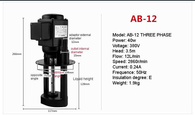 Hohe Effizienz Maschine Werkzeug Schleifer Pumpe Kühlmittel Pumpe Zirkulierende Öl Pumpe: AB12 380V