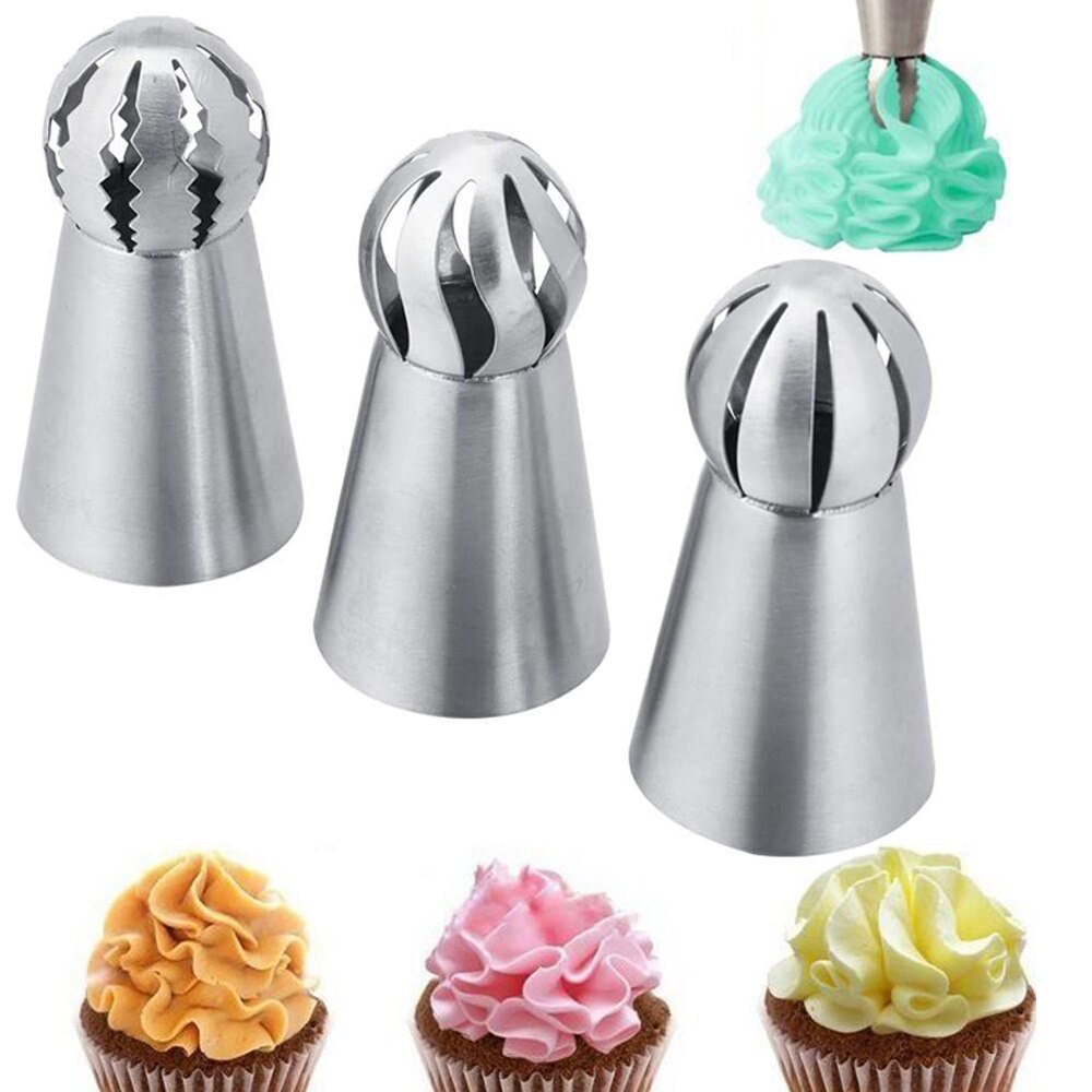 3 Stks/set Russische Bloem Icing Piping Nozzles Cake Decoratie Nozzle Icing Piping Decorating Tips Gebak Cupcake Decoratie Gereedschappen