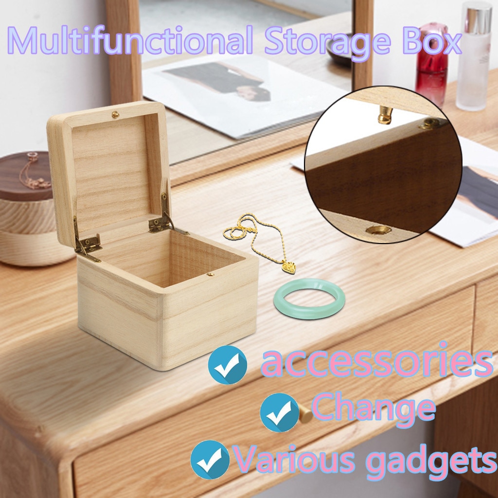 Storage Wood Box Case For Jewel Small Gadget Memory Keepsake for necklace bracelet bangle earrings charms 5.8x9.5x9.5cm