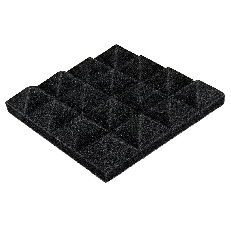 25 x 25 x 5cm akustisk kile lydisolering studio skum fliser pyramide super lydisolering lydisolering studie skum: Sort
