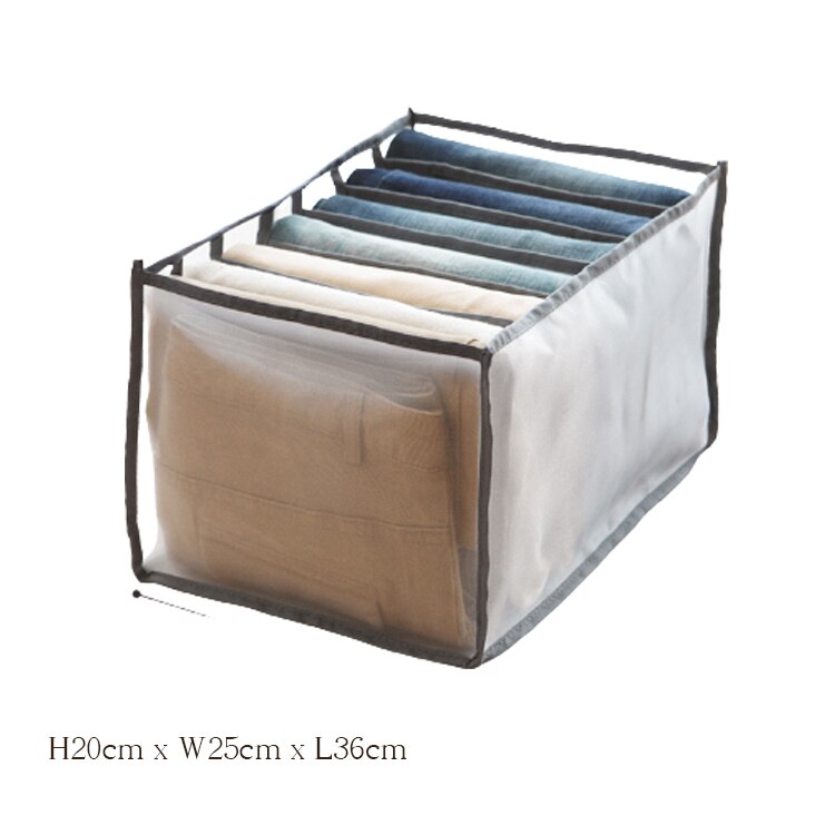 Kleding Organizer Broek Opslag Boxs Lade Divider Wasbare Dressing Organizer Voor Kleding Jeans Sokken Bra Leggings: 7grid Jeans gray