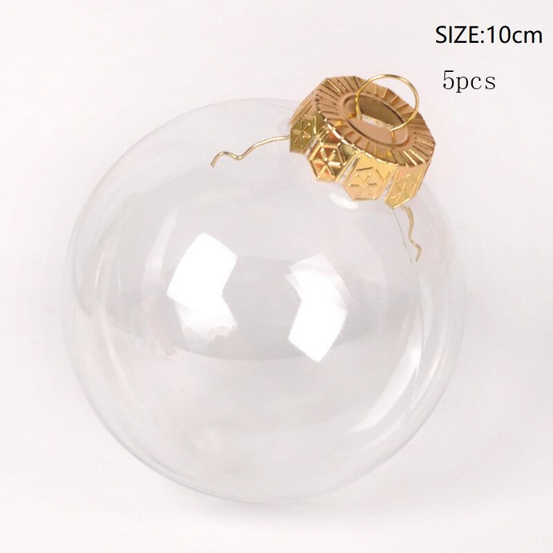 Przezroczyste świąteczne drzewo dekoracyjne kulki Diy urok otwarte plastikowe ozdoby cacko prezenty pudełeczko prezentowe domowe rękodzieło dekoracyjne: 5pcs Golden-10cm