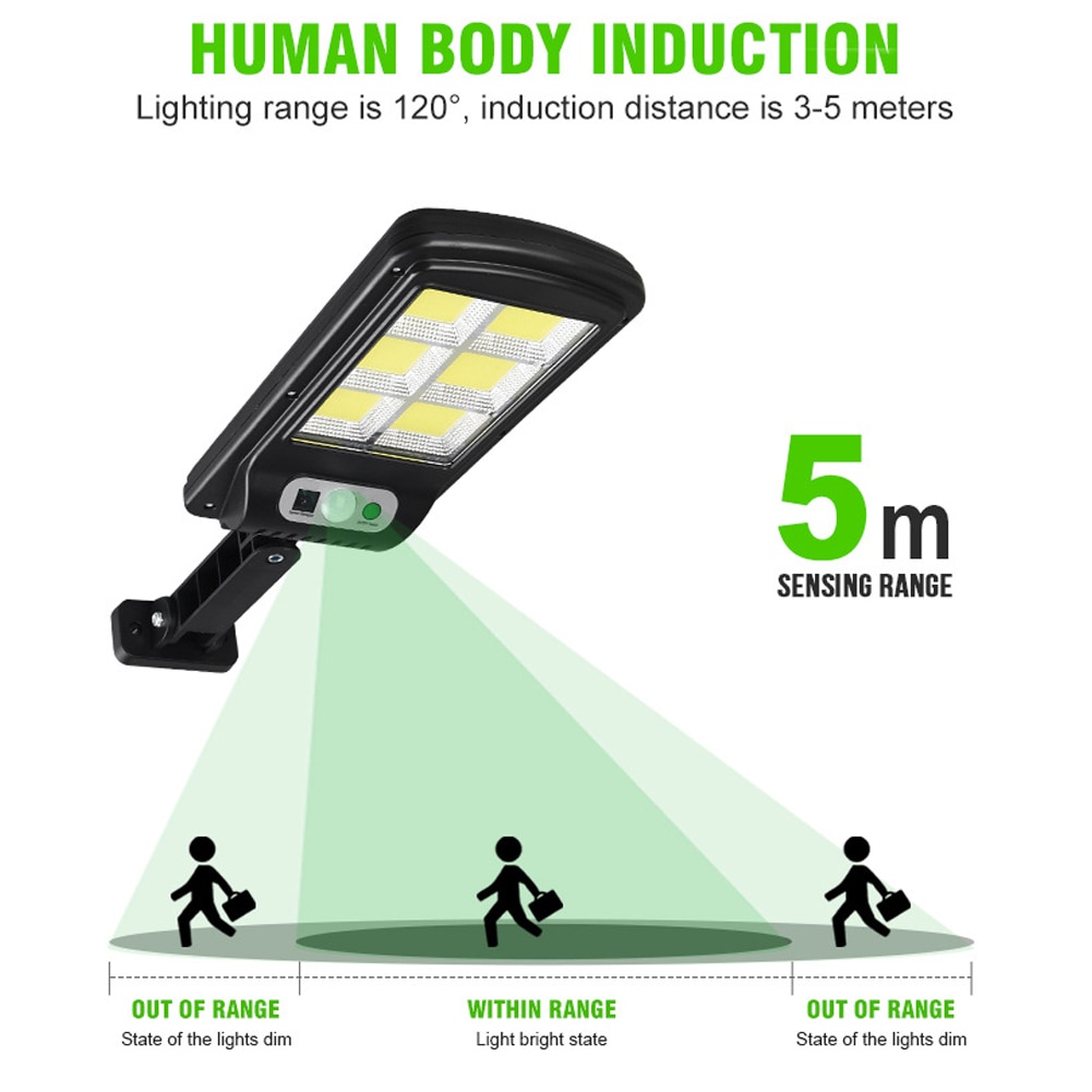 Solar Sensor Lamp Street Lights 128 LED COB Wall Powered Rechargeable Waterproof Wireless Remote Control Solar LED Light Outdoor