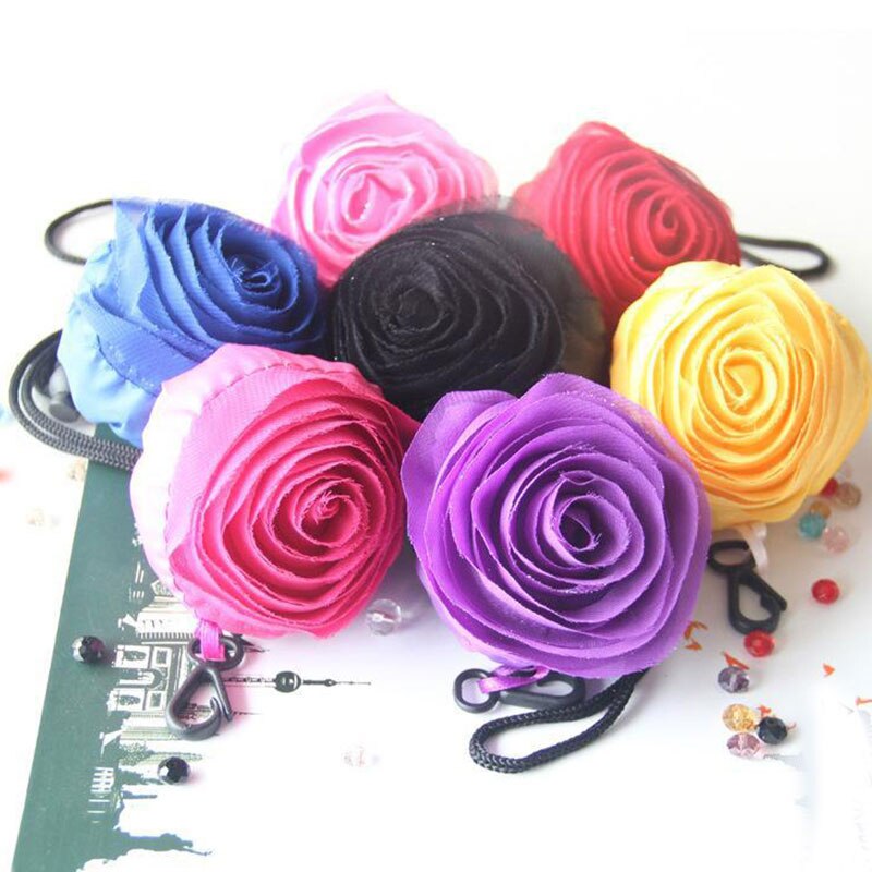 Bolsa de compras plegable, bolsa de hombro de tela Oxford con flores rosas, bolsas de supermercado portátiles ecológicas, bolsa reutilizable para mujeres 1 unidad