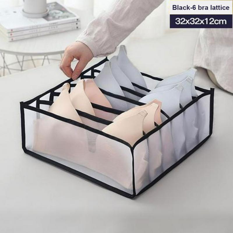 Boîte de rangement lingerie avec compartiments chaussettes soutien-gorge caleçon placard organisateur tiroirs diviseur boîte tiroir organisateur organisateur: black