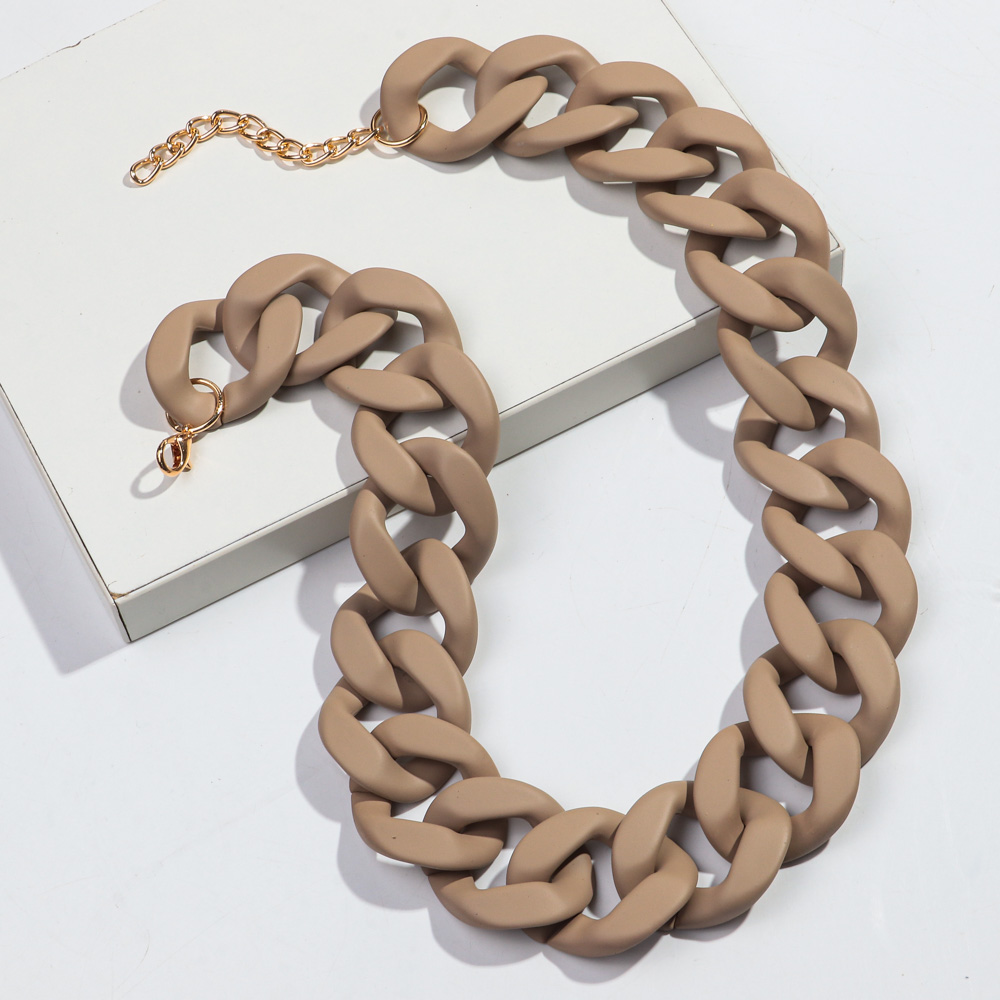 Nuevos collares gargantilla de cadena ancha de acrílico mate colorido para mujer, Collar grueso de resina bohemia llamativo, joyería de: Azul de zinc
