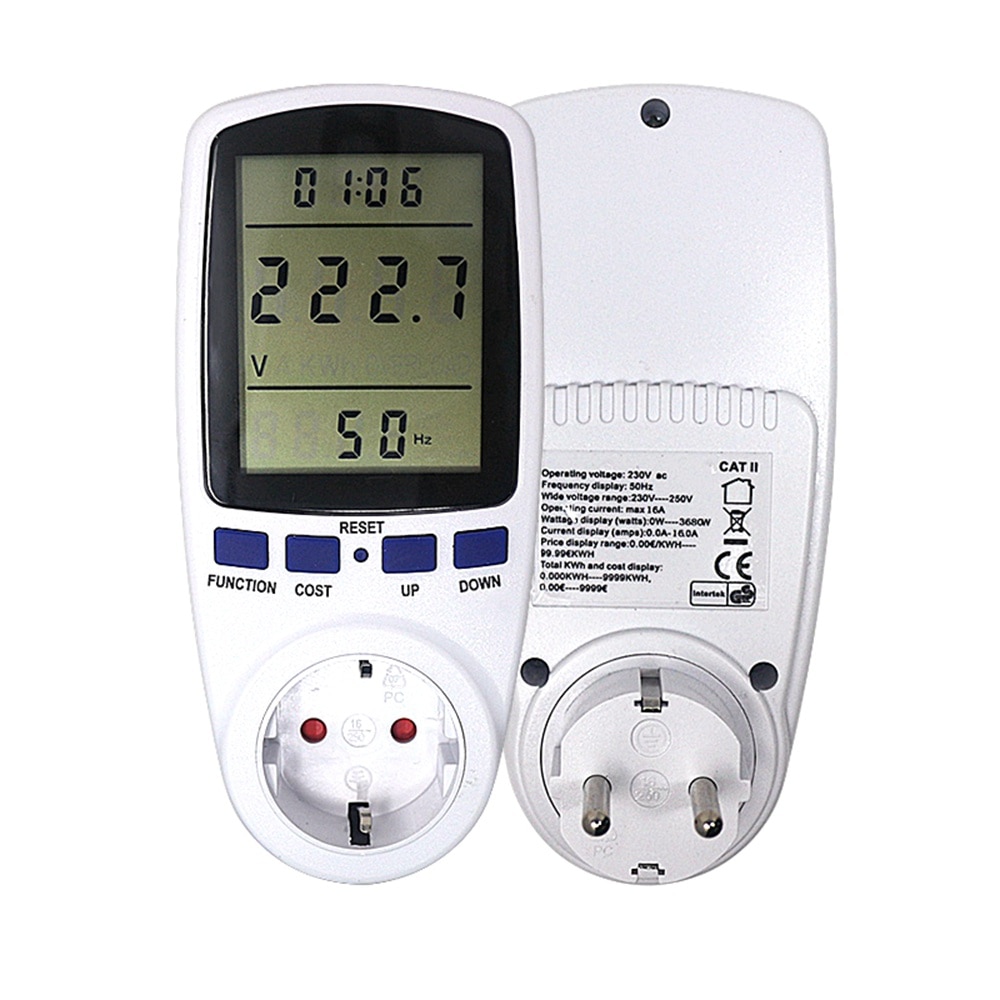 Digitale Energie Watt Meter Power Detector Voltmeter Eu Br Socket Lcd Ac 110V/230V 50Hz 16A selectie W Kwh Elektronische