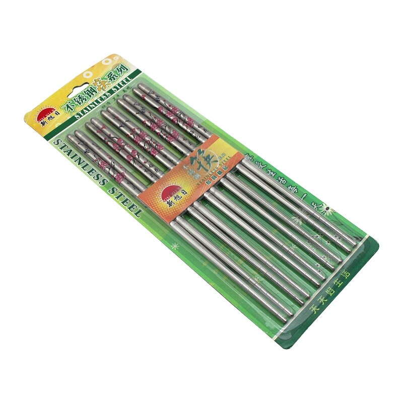 5 par ätpinnar kinesisk ätpinne rostfritt stål plommon blommönster ätpinnar japansk servis ätpinne köksredskap