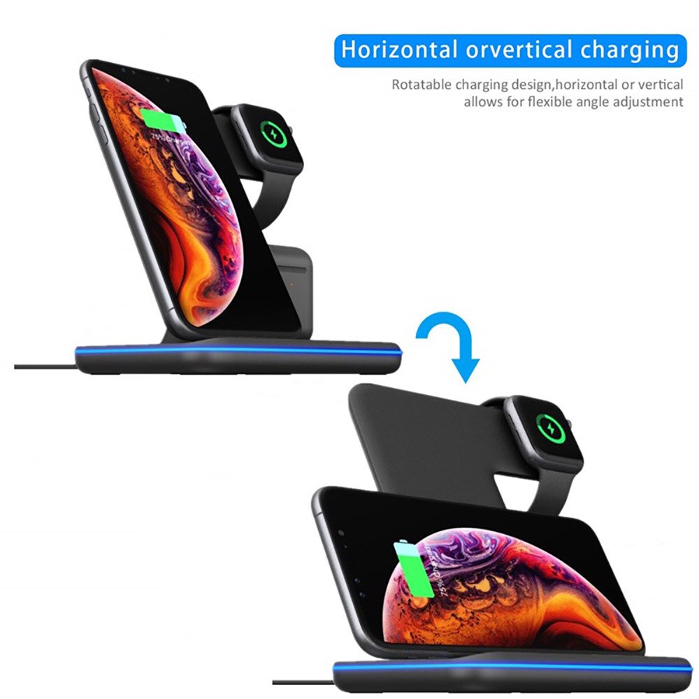15W rapide Qi support de chargeur sans fil pour iPhone 11 XS XR X 8 3 en 1 Station de chargement pour Apple Watch 6 SE 5 4 3 2 Airpods Pro