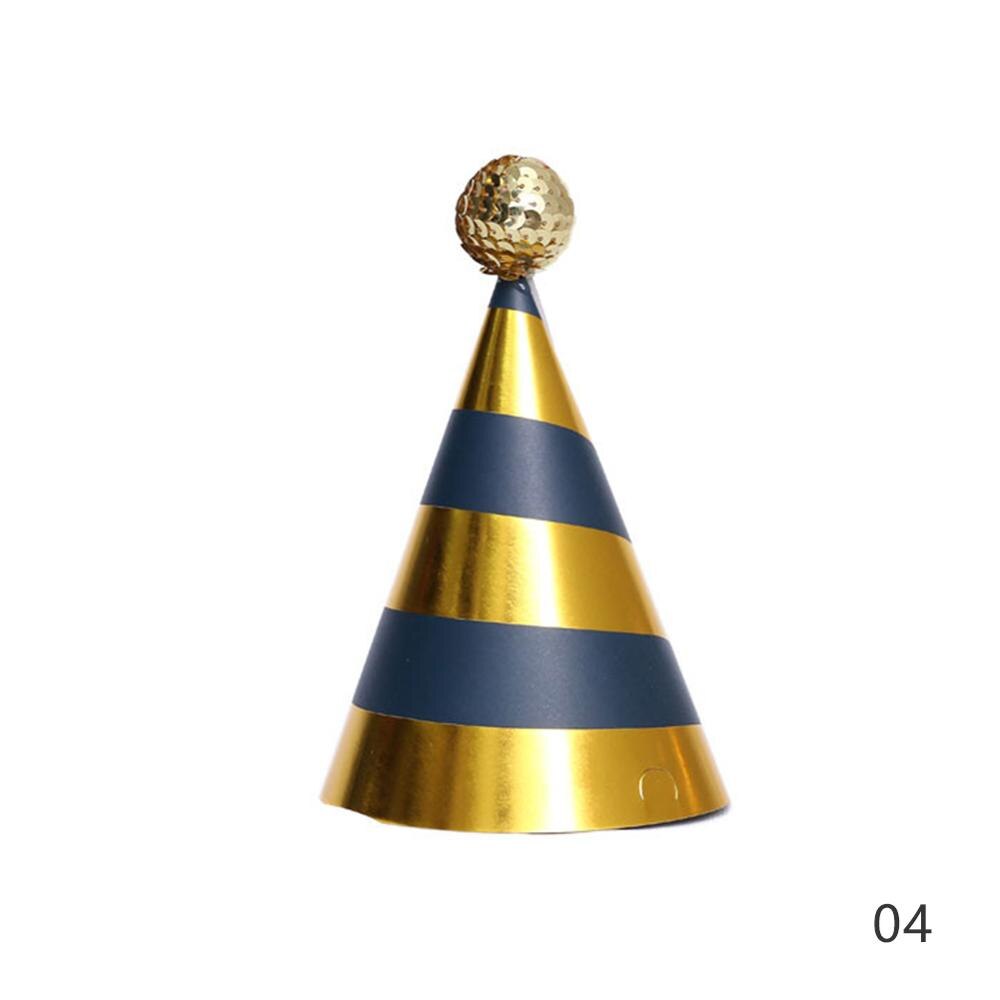 Festive Birthday Party Hats Polka Dot Stripe Birthday Party Halloween Christmas Hats with Plush Ball Party Festive Supplies: 04