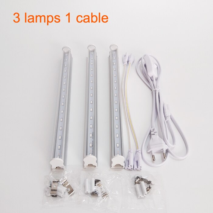 T5 led voksende lys akvarie led lampe højeffektiv og energibesparende kompenserer lys til potteplanter så grøntsager frugter: 3 lamper 1 kabel / Os
