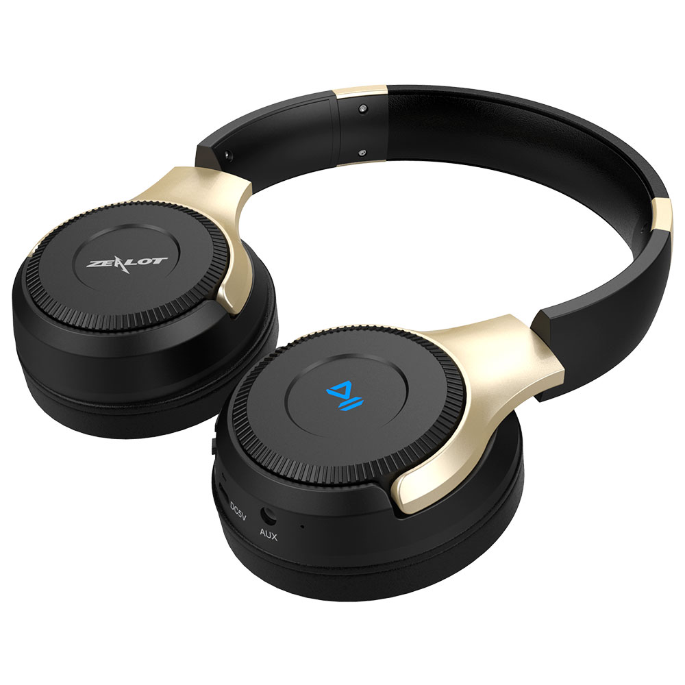ZEALOT B26 V4.2B Tluetooth Headphones Wireless Foldable StereoHeadphones earphone Built-in Microphone Headset for computer,phone: Gold Black