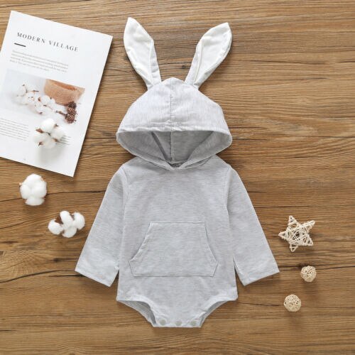 Pudcoco Ons Voorraad Konijn Oor Baby Baby Jongens Meisjes Vallen Kleren Lange Mouwen Hooded Jumpsuit Herfst Kleding Outfit