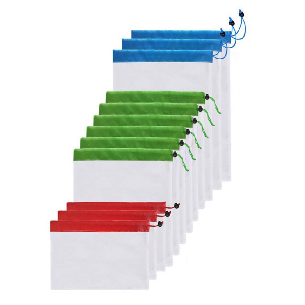 5Pcs Reusable Produce Sacks Bags Grocery Fruit Vegetable Food Mesh Storage Pouch Set